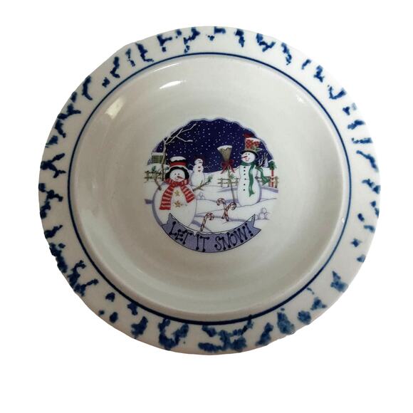 Charming Winter Snowman Decorative Plate Whimsical Christmas Decor Let it Snow - Picture 9 of 10